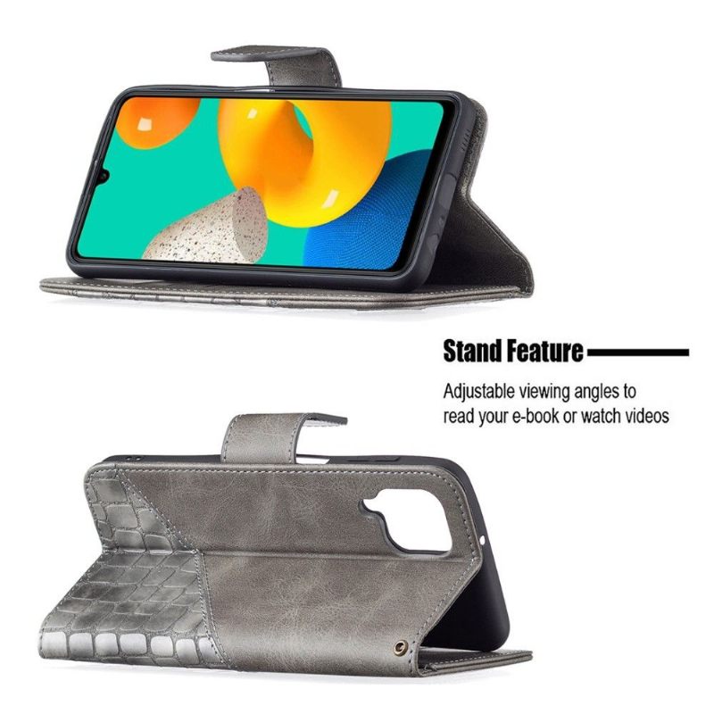 Folio-hoesje voor Samsung Galaxy M32 Anti-fall Croc Aspect Leereffect