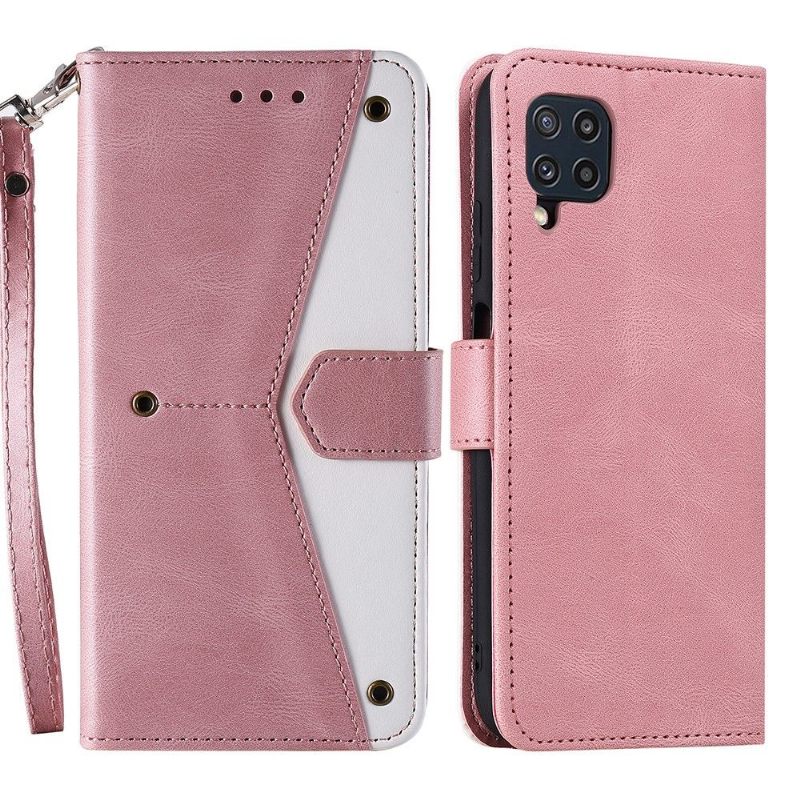 Folio-hoesje voor Samsung Galaxy M32 Met Ketting Tweekleurig Folio