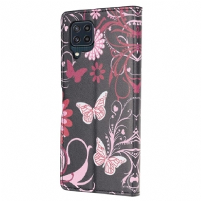 Folio-hoesje voor Samsung Galaxy M32 Vlinders En Bloemen