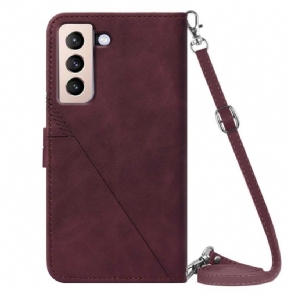 Folio-hoesje voor Samsung Galaxy S21 Plus 5G Anti-fall Geometrisch Ontwerp Met Riem