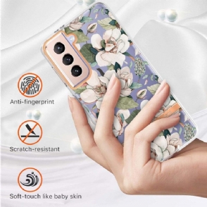 Hoesje voor Samsung Galaxy S21 Plus 5G Anti-fall Witte Bloem Gardenia