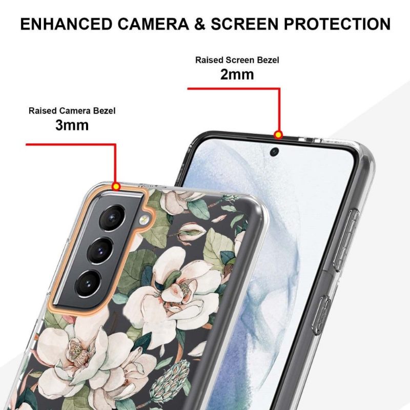 Hoesje voor Samsung Galaxy S21 Plus 5G Anti-fall Witte Bloem Gardenia