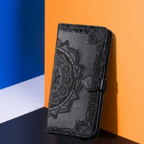 Folio-hoesje voor OnePlus 9 Anti-fall Mandala-reliëf Kunstleer Retro