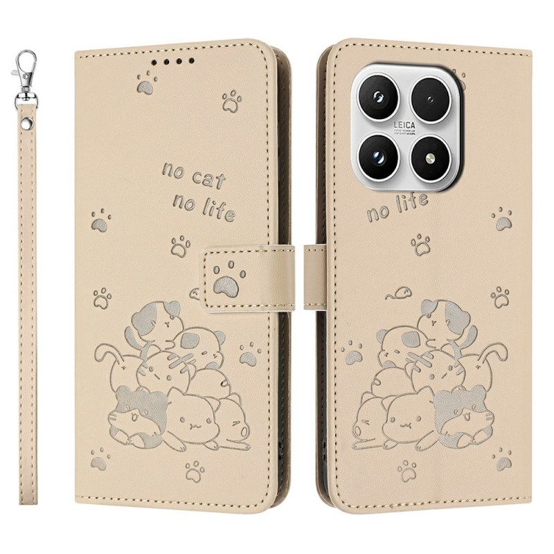 Bescherming Hoesje Xiaomi 17 Kattenpatroon Met Koord