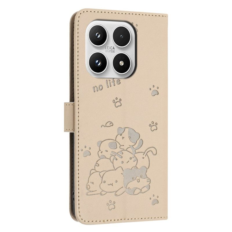 Bescherming Hoesje Xiaomi 17 Kattenpatroon Met Koord