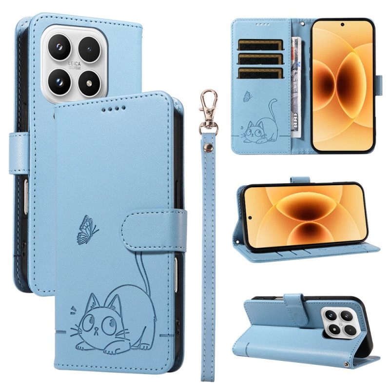 Flip Case Leren Xiaomi 17 Grafische Kattenband