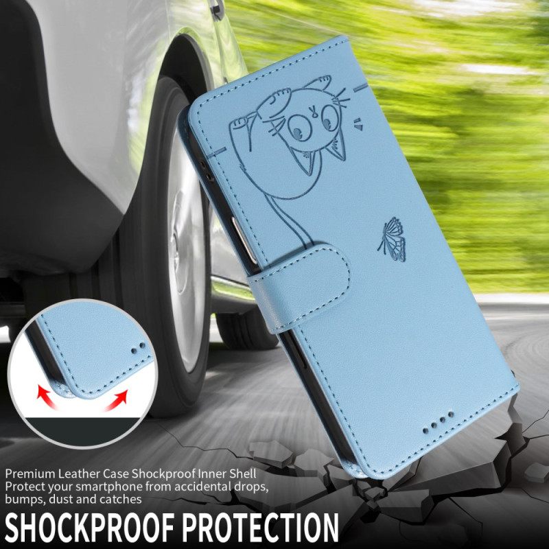 Flip Case Leren Xiaomi 17 Grafische Kattenband