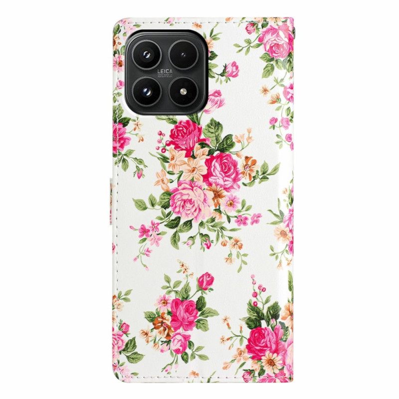 Folio-hoesje Xiaomi 17 Roze Bloemenpatroon