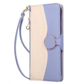 Folio-hoesje Xiaomi 17 Tweekleurige Portemonnee Met Polsbandje