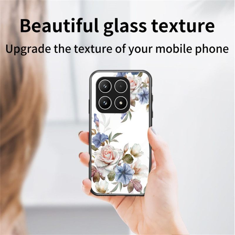 Hoesje Voor Xiaomi 17 Gehard Glas Met Bloemenpatroon