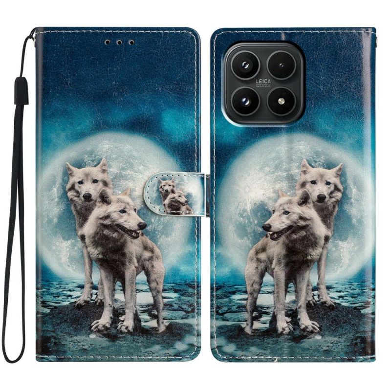Leren Hoesje Voor Xiaomi 17 Twee Wolven