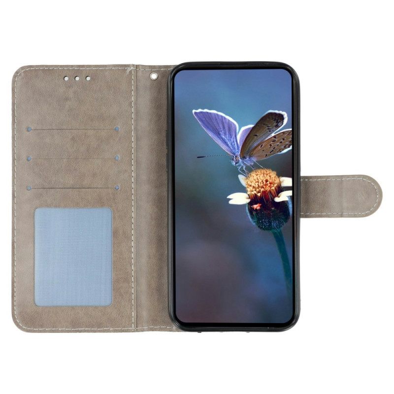 Leren Hoesje Xiaomi 17 Bloemenkantpatroon Bescherming Hoesje