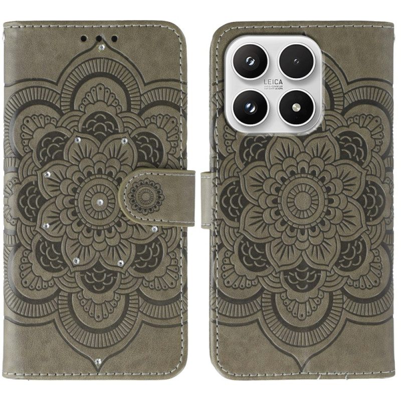 Leren Hoesje Xiaomi 17 Mandala En Strass-patroon Bescherming Hoesje