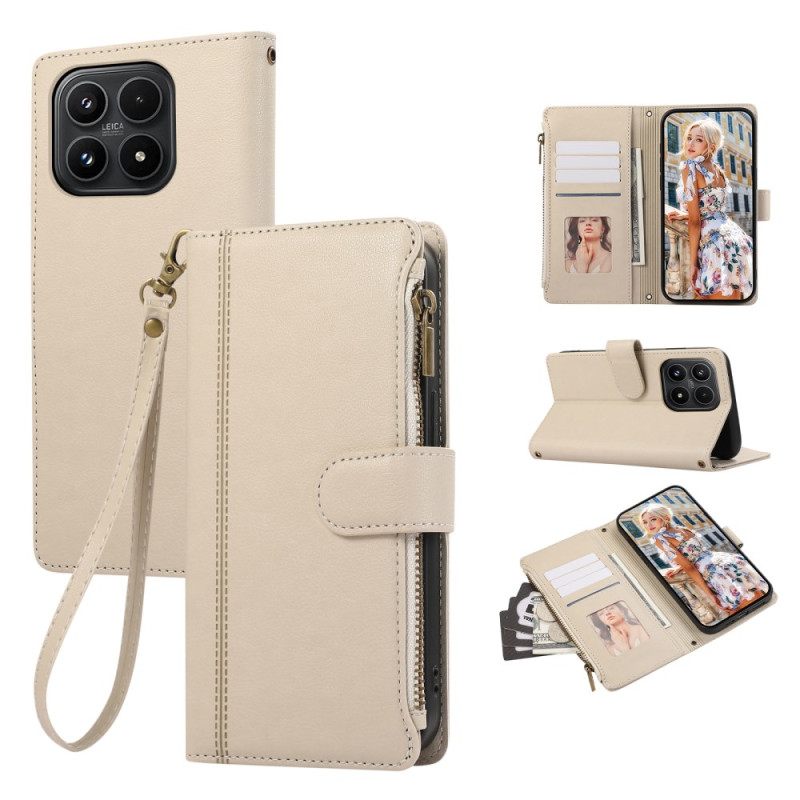 Leren Hoesje Xiaomi 17 Portemonnee Met Sierrand En Koord Bescherming Hoesje