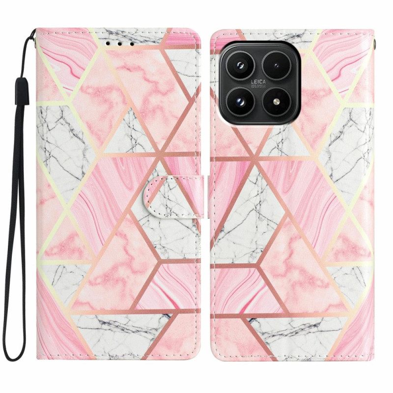 Leren Hoesje Xiaomi 17 Roze Marmer Bescherming Hoesje