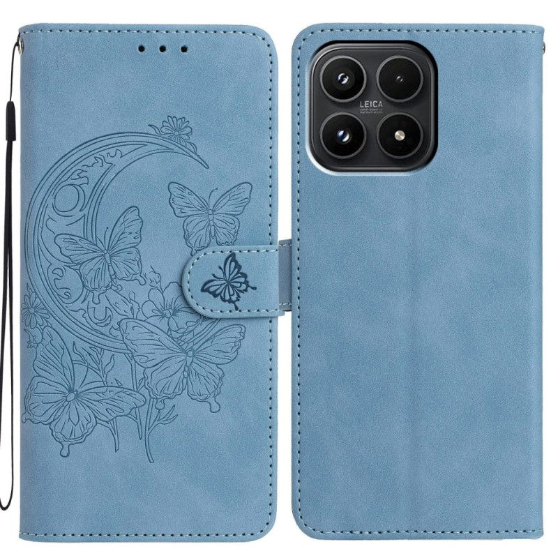 Leren Hoesje Xiaomi 17 Vlindervlucht Suède-effect Bescherming Hoesje