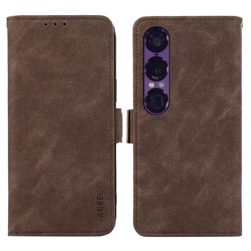Flip Case Leren Sony Xperia 1 Vii Abeel Suède-effect