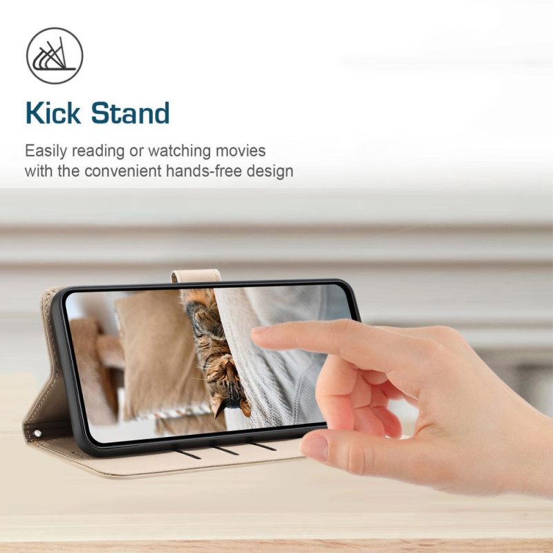 Flip Case Leren Sony Xperia 1 Vii Cartoonkatten Met Bandjes