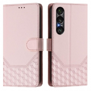 Folio-hoesje Sony Xperia 1 Vii Rfid-bescherming Honingraatpatroon