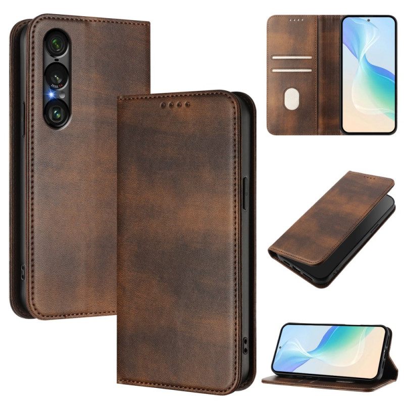 Folio-hoesje Sony Xperia 1 Vii Rfid-bescherming Retro Design
