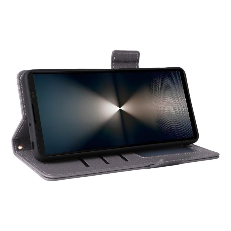 Folio-hoesje Sony Xperia 1 Vii Telefoonhoesje Lychee-textuur Met Riem