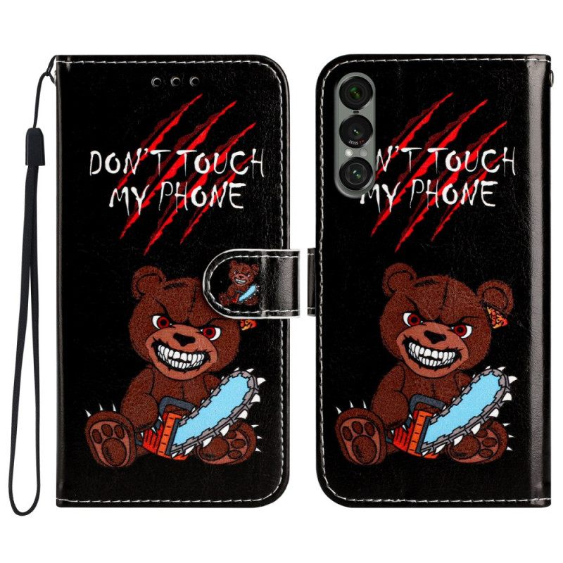 Folio-hoesje Sony Xperia 1 Vii Telefoonhoesje 'raak Mijn Telefoon Niet Aan'-beer