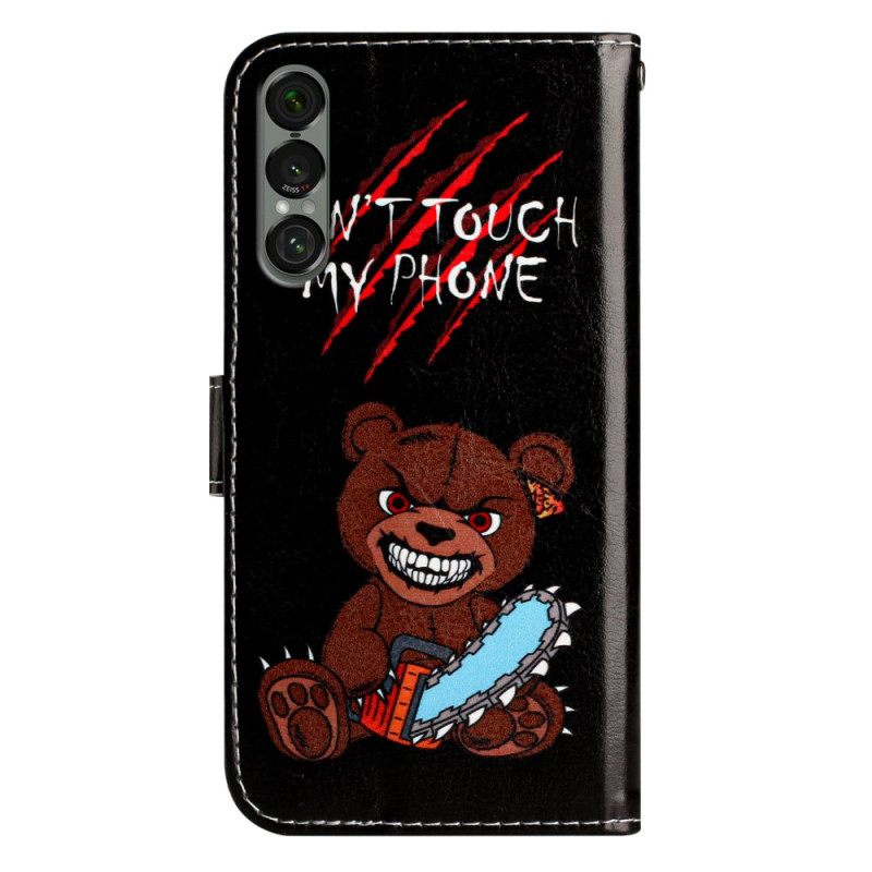 Folio-hoesje Sony Xperia 1 Vii Telefoonhoesje 'raak Mijn Telefoon Niet Aan'-beer