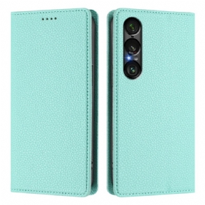 Folio-hoesje Sony Xperia 1 Vii Telefoonhoesje Rfid-bescherming Lychee Leertextuur