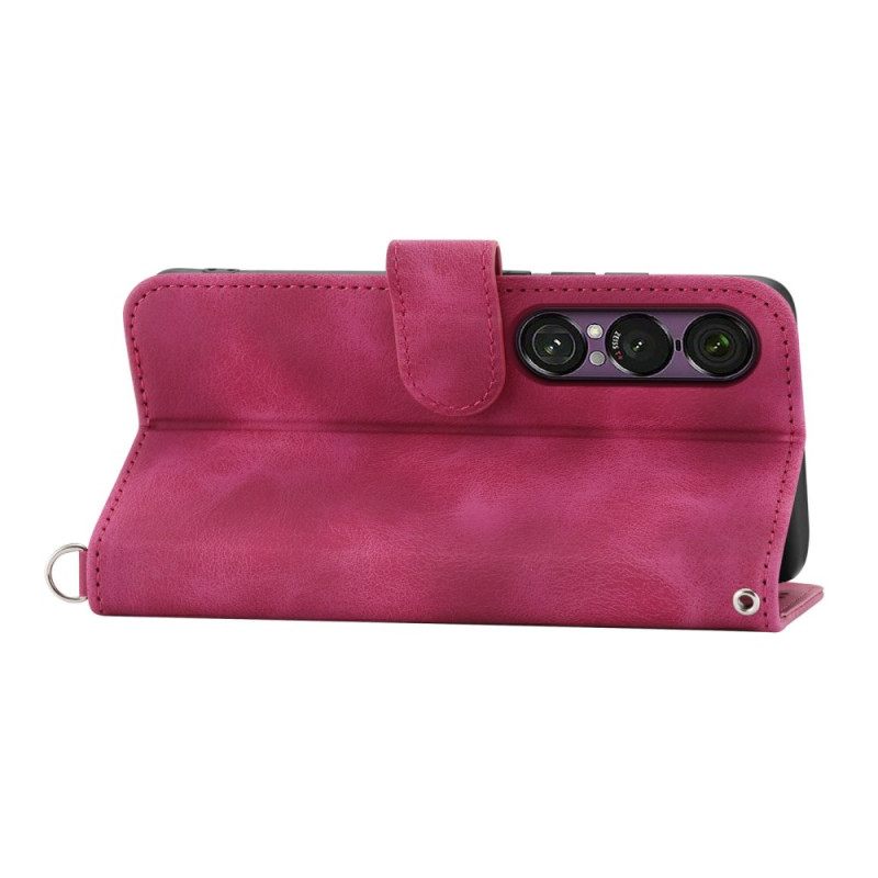 Folio-hoesje Sony Xperia 1 Vii Telefoonhoesje Suède Kanteffect