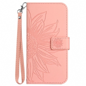 Folio-hoesje Sony Xperia 1 Vii Telefoonhoesje Zonnebloemprint Met Bandje