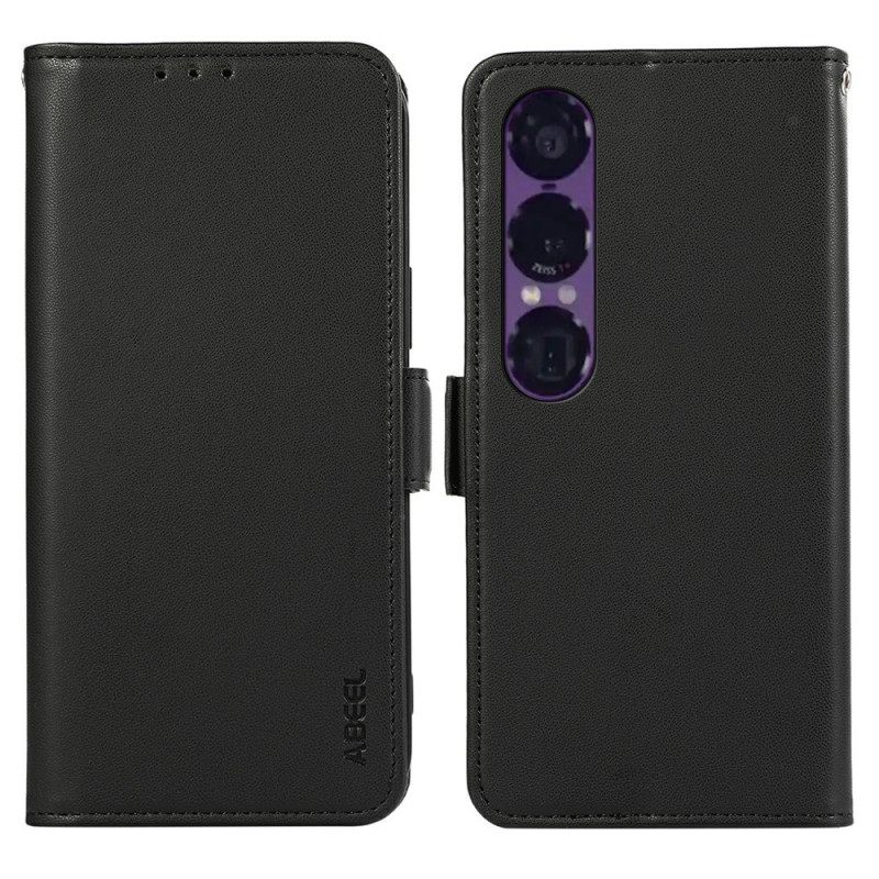 Leren Hoesje Sony Xperia 1 Vii Abeel Rfid-bescherming Bescherming Hoesje