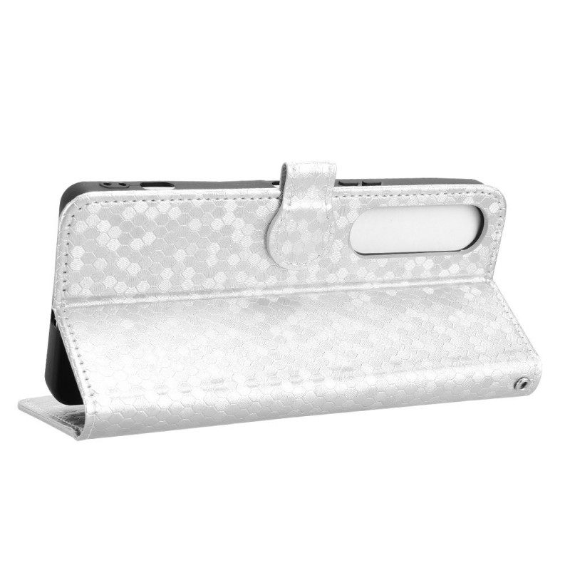 Leren Hoesje Sony Xperia 1 Vii Glanzende Stippen Bescherming Hoesje