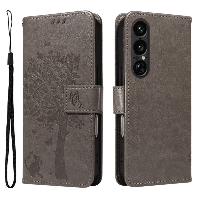 Leren Hoesje Sony Xperia 1 Vii Krabpaal Bescherming Hoesje