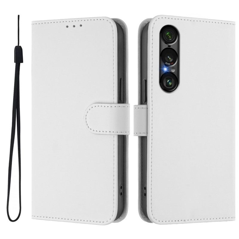Leren Hoesje Sony Xperia 1 Vii Monochroom Bescherming Hoesje