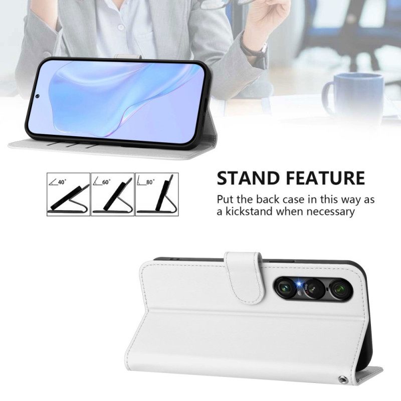 Leren Hoesje Sony Xperia 1 Vii Monochroom Bescherming Hoesje