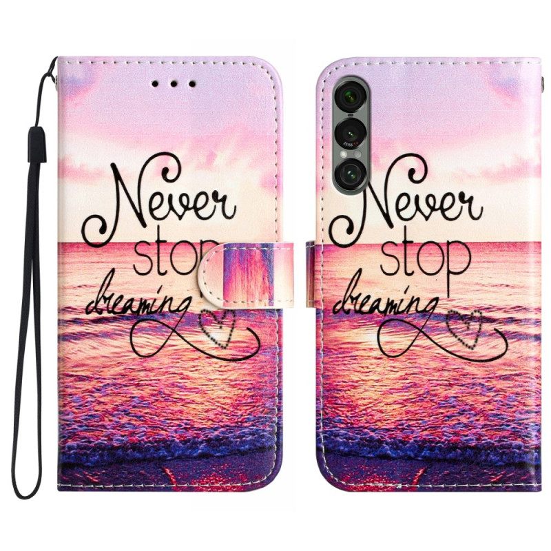 Leren Hoesje Sony Xperia 1 Vii Never Stop Dreaming