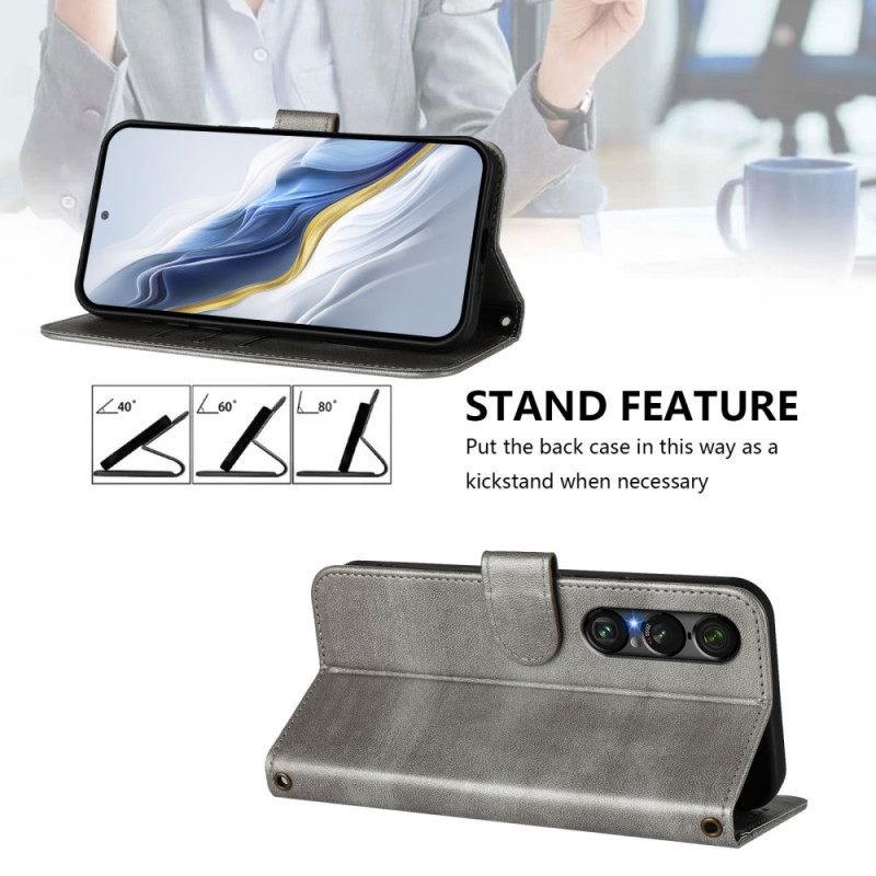 Leren Hoesje Sony Xperia 1 Vii Retro Design Bescherming Hoesje