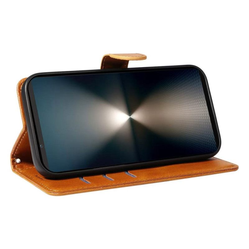 Leren Hoesje Sony Xperia 1 Vii T-lijnen Bescherming Hoesje