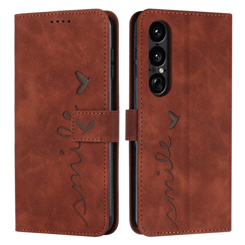 Leren Hoesje Voor Sony Xperia 1 Vii Glimlach