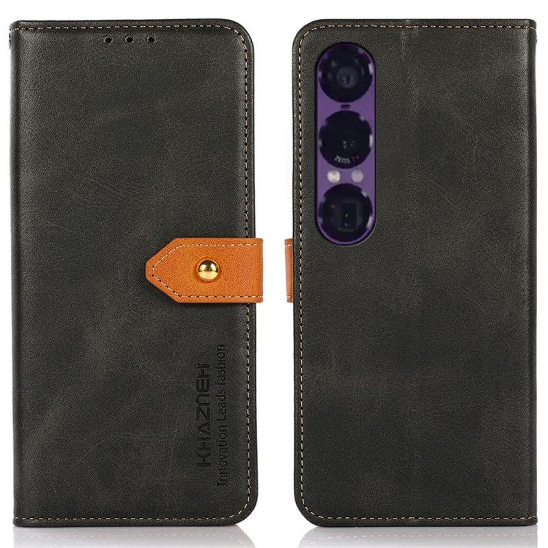 Leren Hoesje Voor Sony Xperia 1 Vii Khazneh Gouden Sluiting