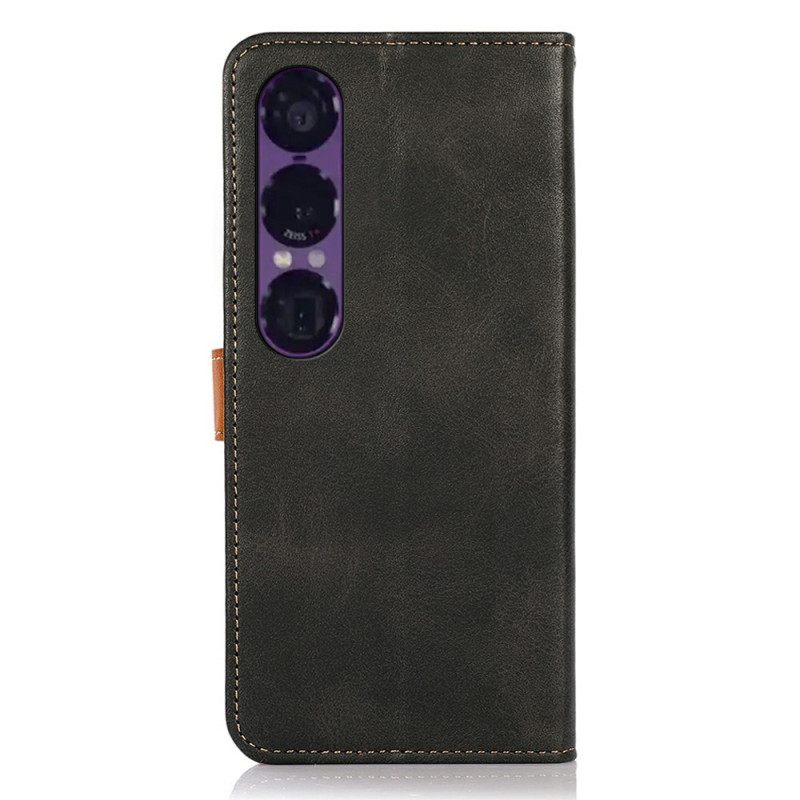 Leren Hoesje Voor Sony Xperia 1 Vii Khazneh Gouden Sluiting