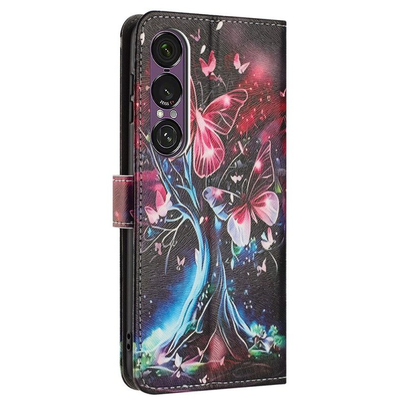 Leren Hoesje Voor Sony Xperia 1 Vii Vlinderboom