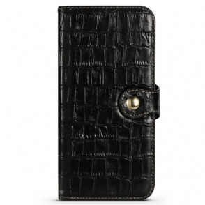 Flip Case voor iPhone 13 Pro Echt Leer In Kroko-look