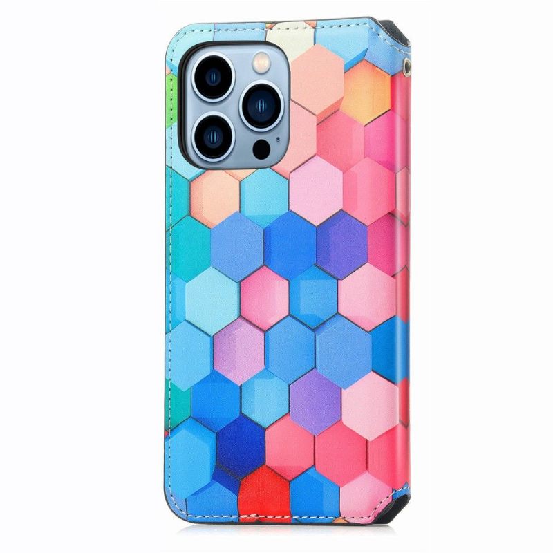 Flip Case voor iPhone 13 Pro Folio-hoesje Kleurrijke Honingraat Flip Flap