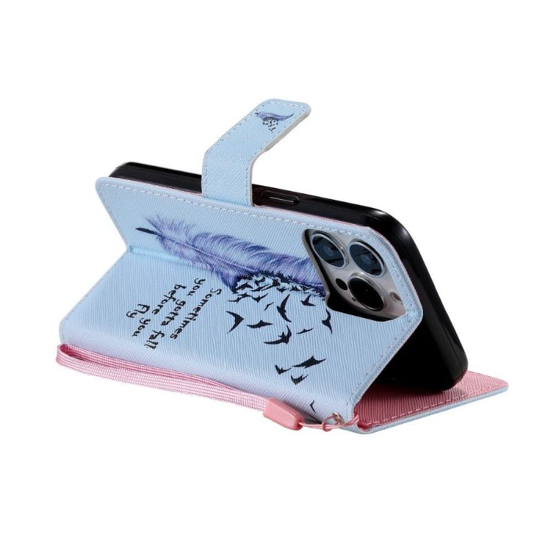 Folio-hoesje voor iPhone 13 Pro Anti-fall Quill En Citaat