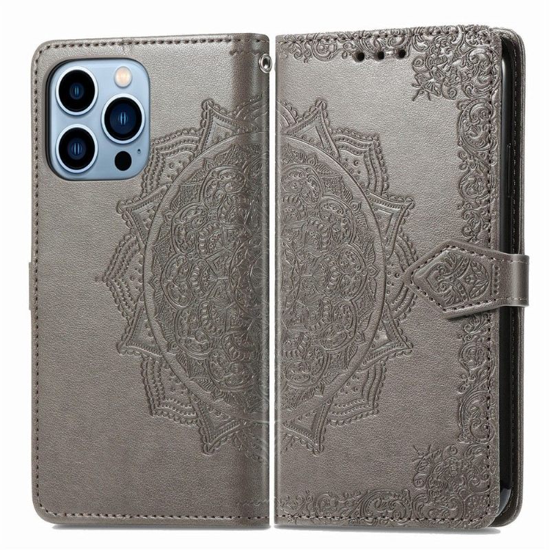Folio-hoesje voor iPhone 13 Pro Mandala Met Imitatieleer Reliëf