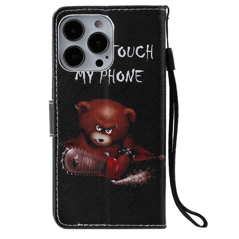 Folio-hoesje voor iPhone 13 Pro Raak Mijn Telefoon En Beer Niet Aan