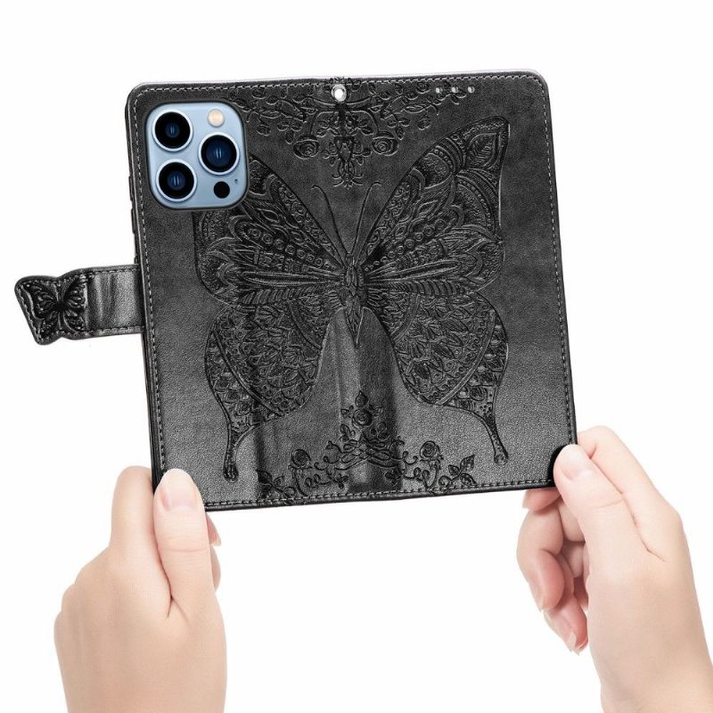 Folio-hoesje voor iPhone 13 Pro Vlinder Met Reliëf