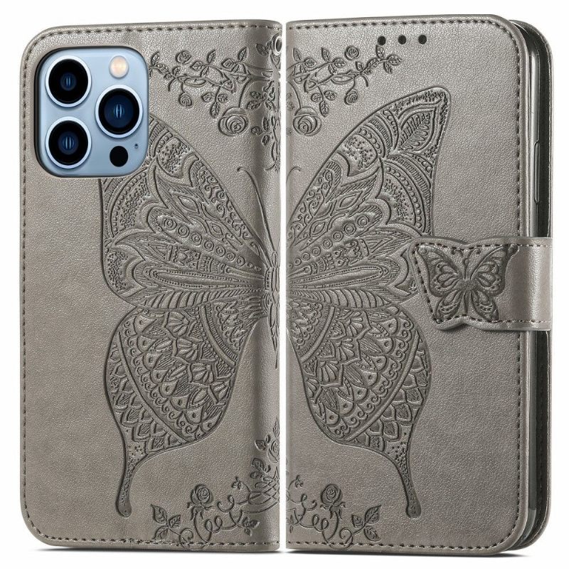 Folio-hoesje voor iPhone 13 Pro Vlinder Met Reliëf