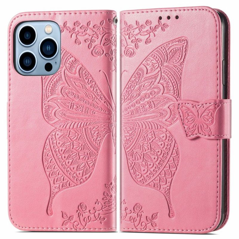 Folio-hoesje voor iPhone 13 Pro Vlinder Met Reliëf